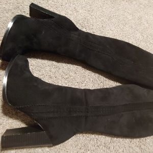 Black suede knee high boots